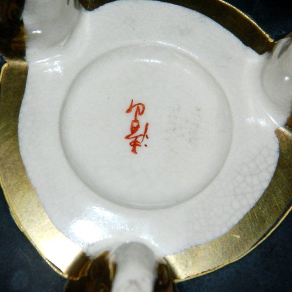 Antique Incense Burner Japan Satsuma Moriage Earthenware Foo Dog Hand Painted - Picture 13 of 16